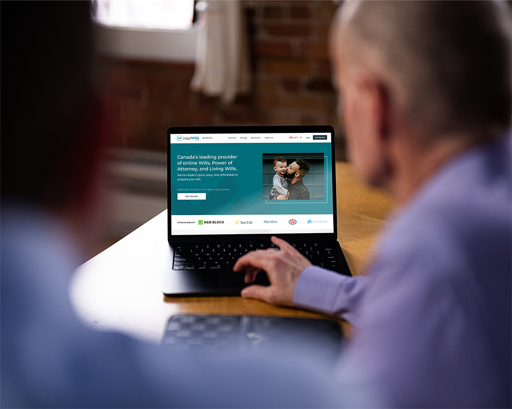 PartingWishes home screen on laptop